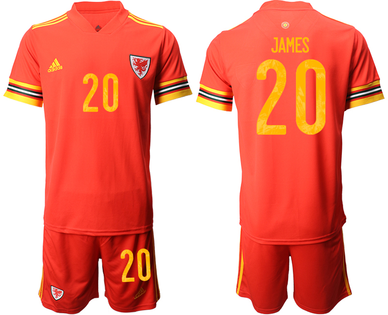 Men 2021 European Cup Welsh home red #20 Soccer Jersey-0